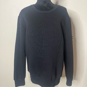 MD Madrid Designs Black Crewneck Embossed Logo Pullover Sweatshirt‎ Sz L NWT
